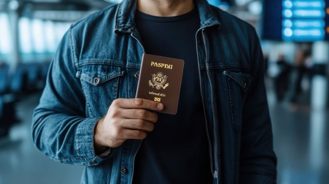 A Man Is Holding A Passport In His Hand