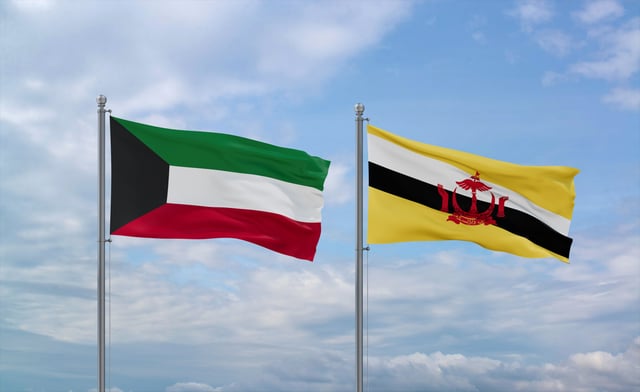 Brunei vs Kuwait Flags