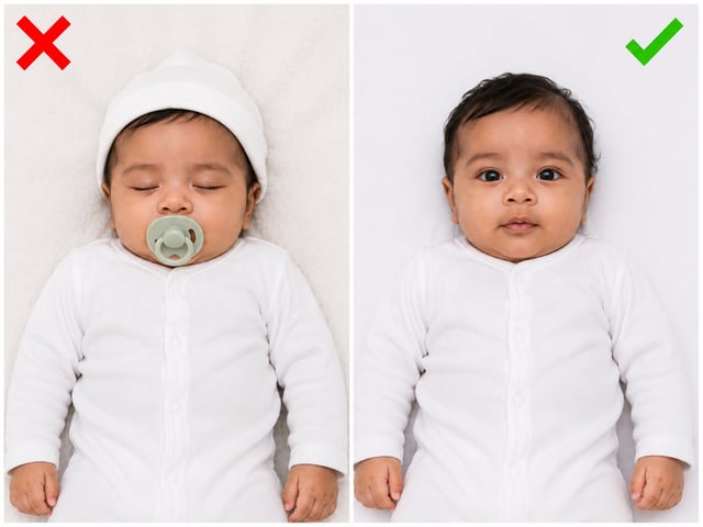 Correct And Incorrect Baby Passport Photo