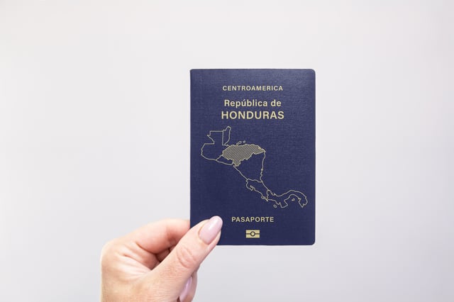Honduras Passport Held In Hand
