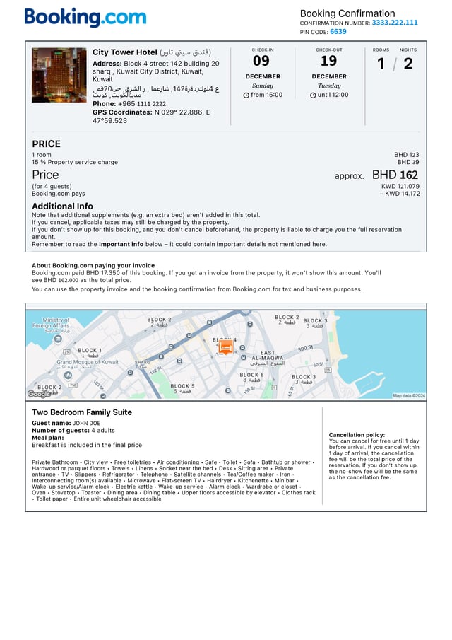 Hotel Booking Confirmation