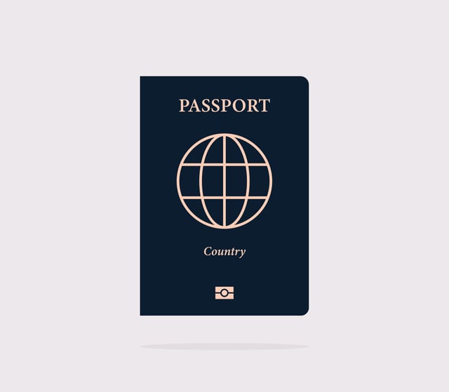 International Passport And On White Background Flat