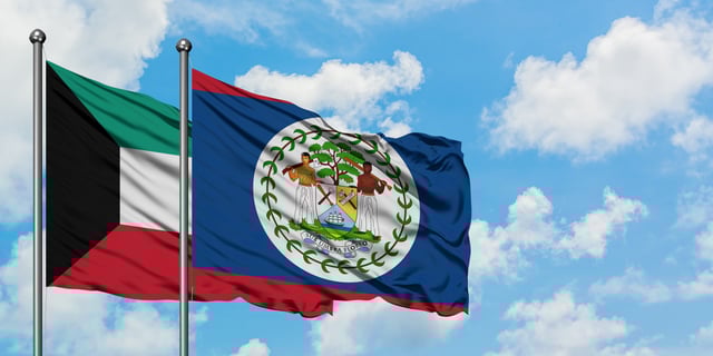 Kuwait And Belize Flag Waving