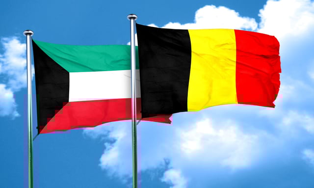 Kuwait Flag With Belgium Flag