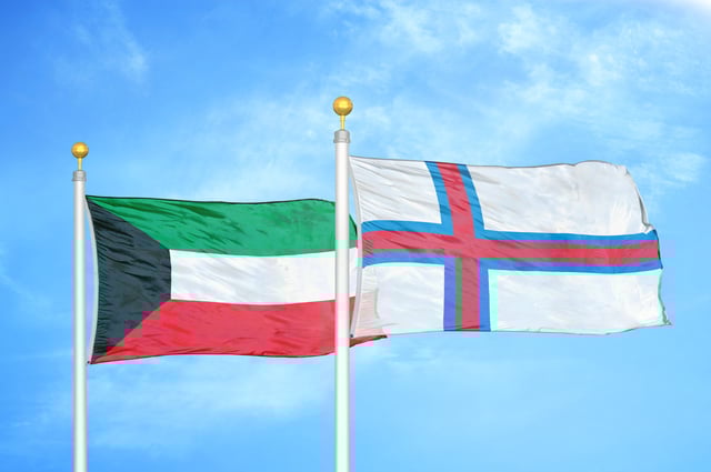 Kuwait Flag With Faroe Islands Flag Together