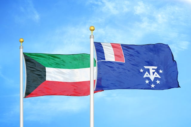 Kuwait Flag With French Southern Flag