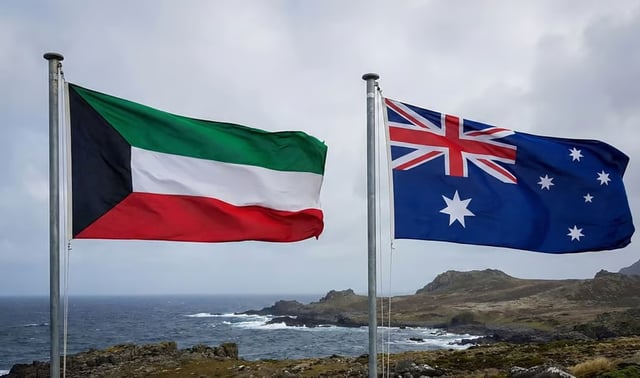 Kuwait Flag With Heard Island Mcdonald Islands Flag