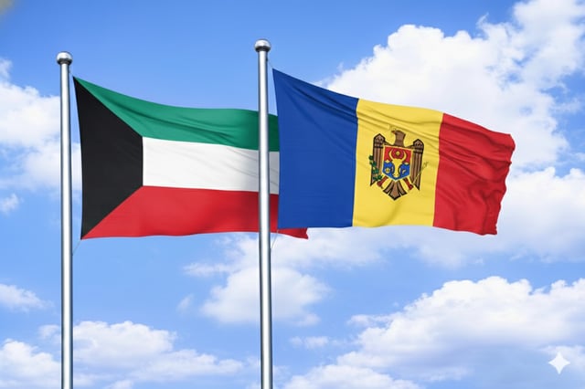 Kuwait Flag With Moldova Flag