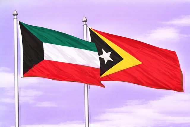 Kuwait Flag With Timor Leste Flag