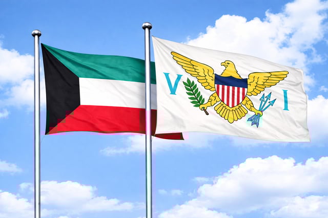Kuwait Flag With Us Virgin Islands Flag