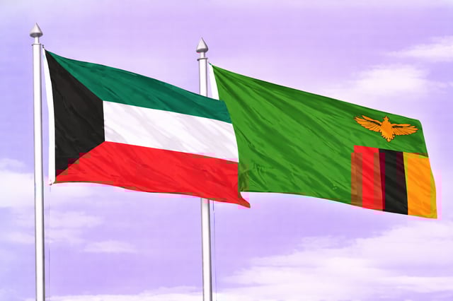 Kuwait Flag With Zambia Flag