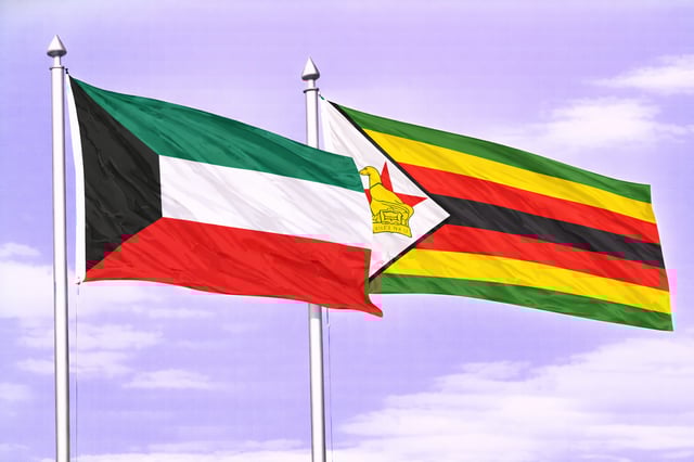 Kuwait Flag With Zimbabwe Flag