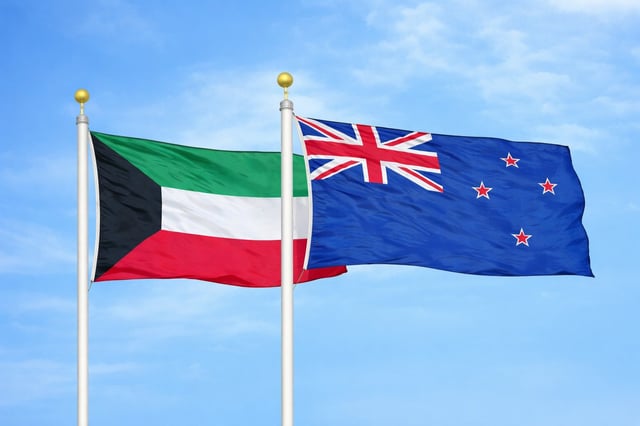Kuwait New Zealand National Flags