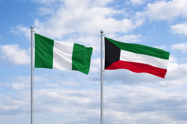 Kuwait Nigeria National Flags