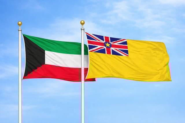 Kuwait Niue Flags Waving