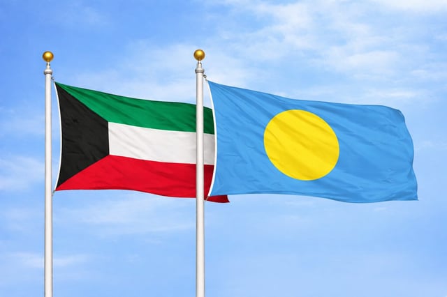 Kuwait Palau Flags Together