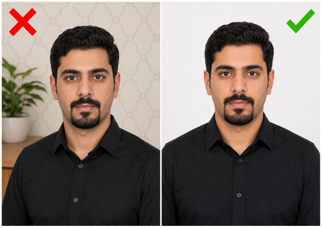 Kuwait Passport Photo With Correct And Incorrect Backgrounds