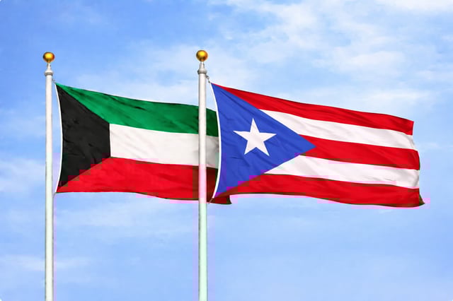 Kuwait Puerto Rico National Flags