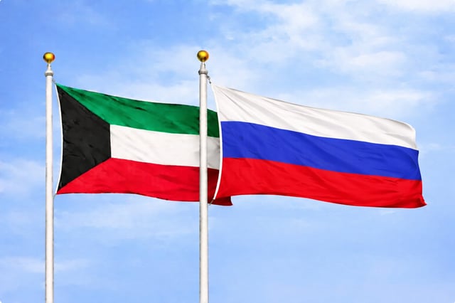 Kuwait Russia Flags Together