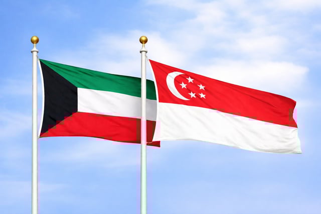 Kuwait Singapore Flags