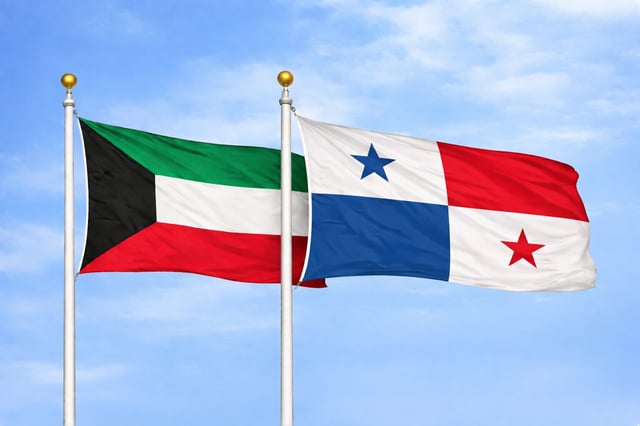 Kuwait With Panama National Flags