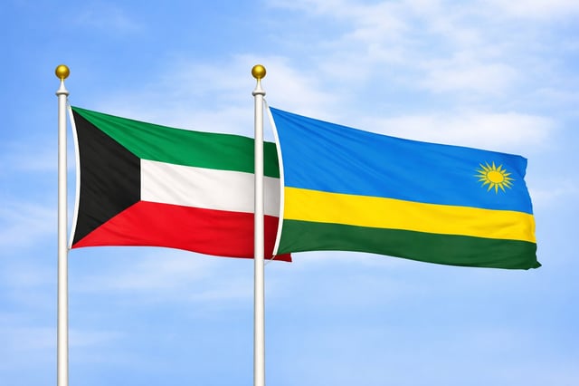 Kuwait With Rwanda National Flags