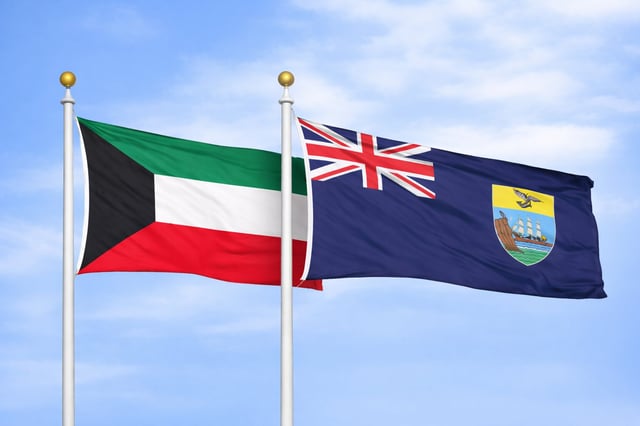 Kuwait With Saint Helena Ascension And Tristan Da Cunha National Flags