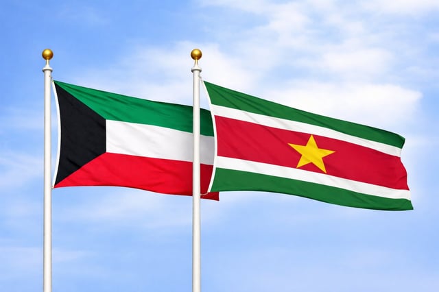 Kuwait With Suriname National Flags
