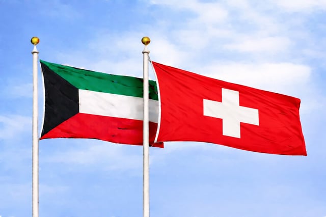 Kuwait With Switzerland National Flags