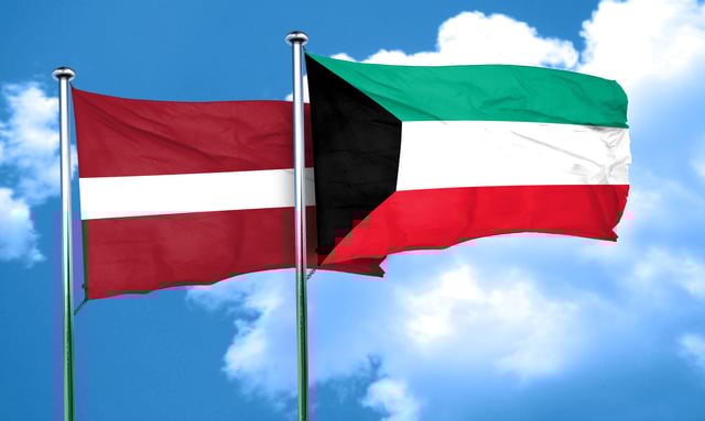 Latvia Flag With Kuwait Flag