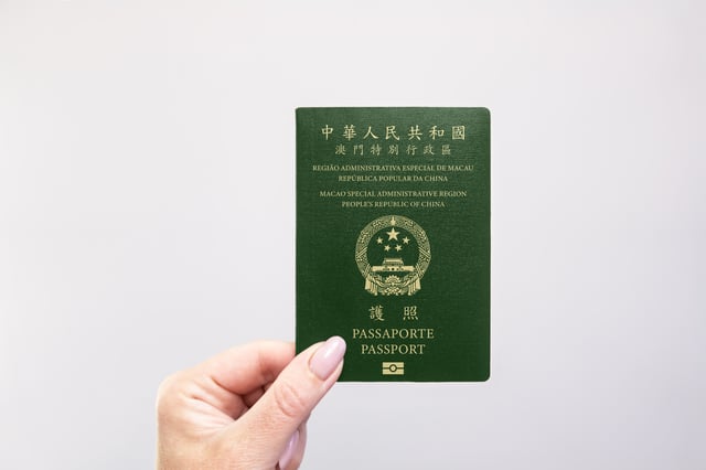 Macau Passport Held In Hand