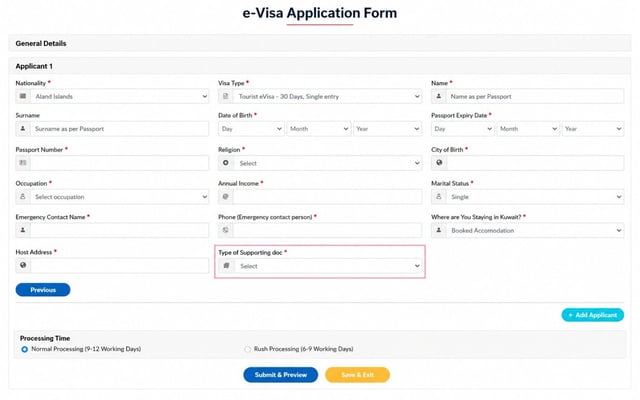 Nationalities Eligible With An Additional Supporting Document