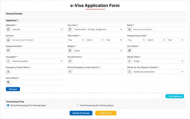 Nationalities Eligible With Standard Documents