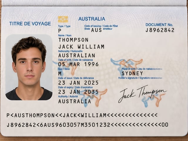 Sample Of Australian Passport Biopage