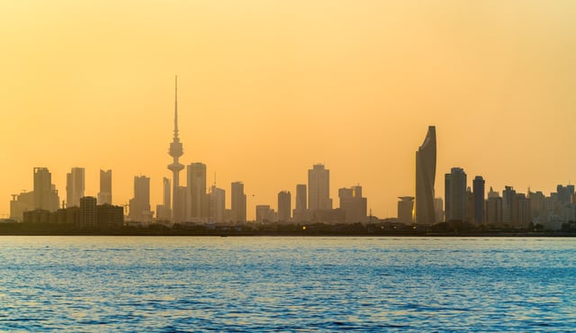 Skyline Of Kuwait City At Sunset