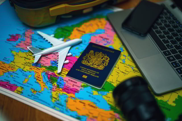 United Kingdom Of Great Britain Passport On Europe Map Travel