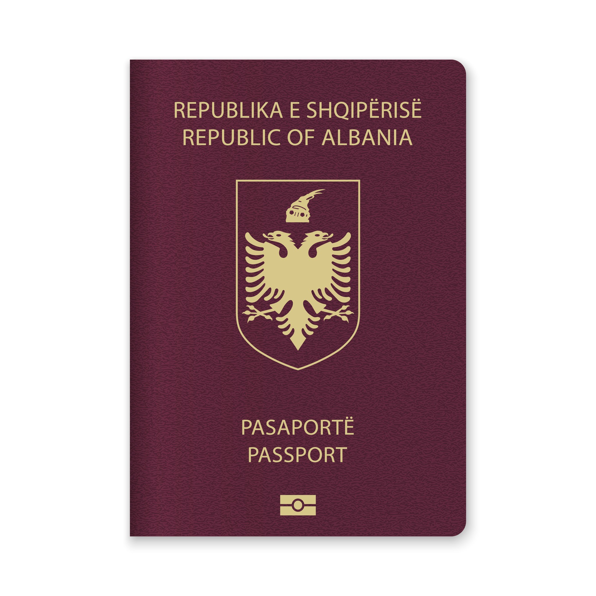 Albania Passport Cover Featuring Gold Text And Emblem