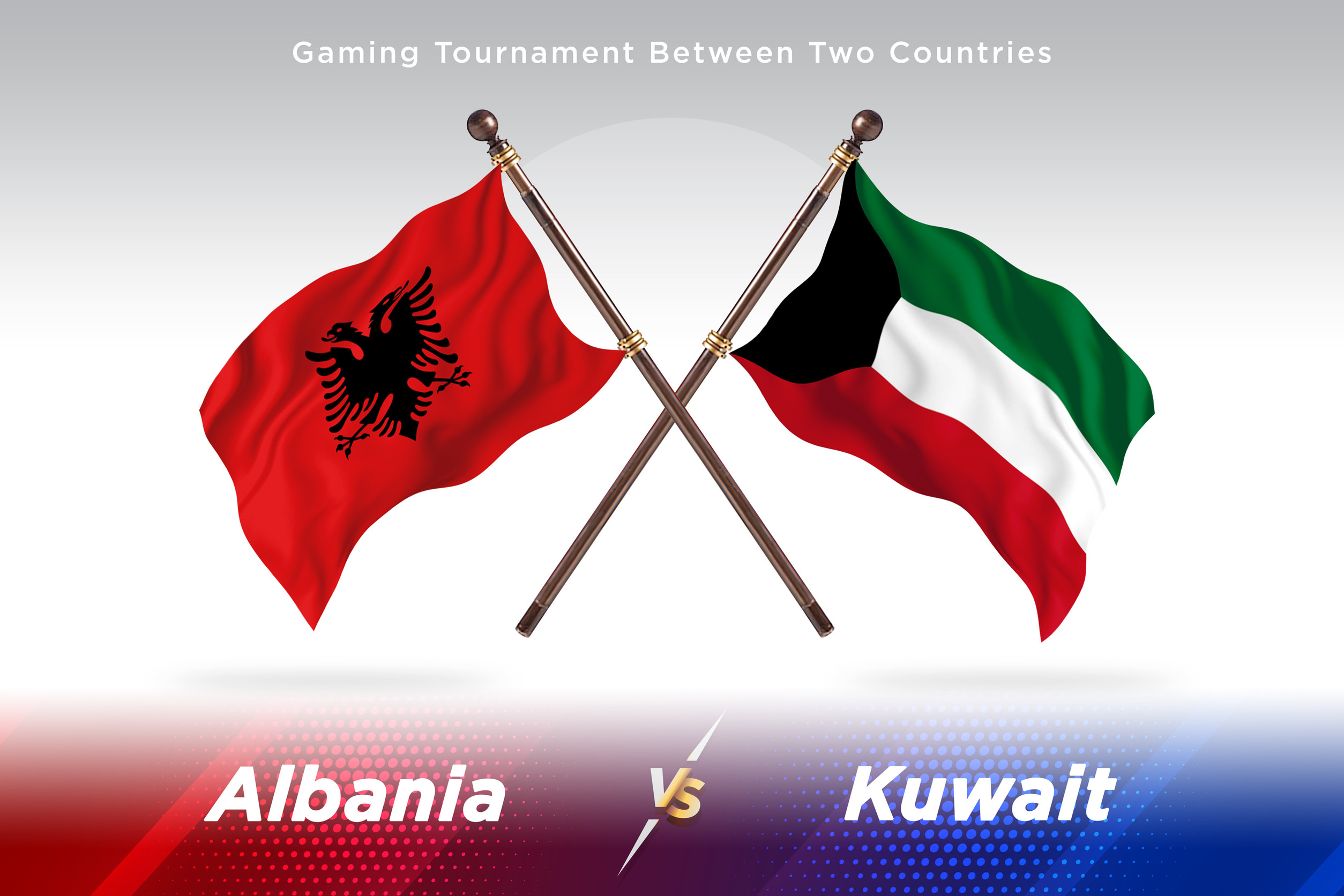 Albania Versus Kuwait Two Countries Flags Background