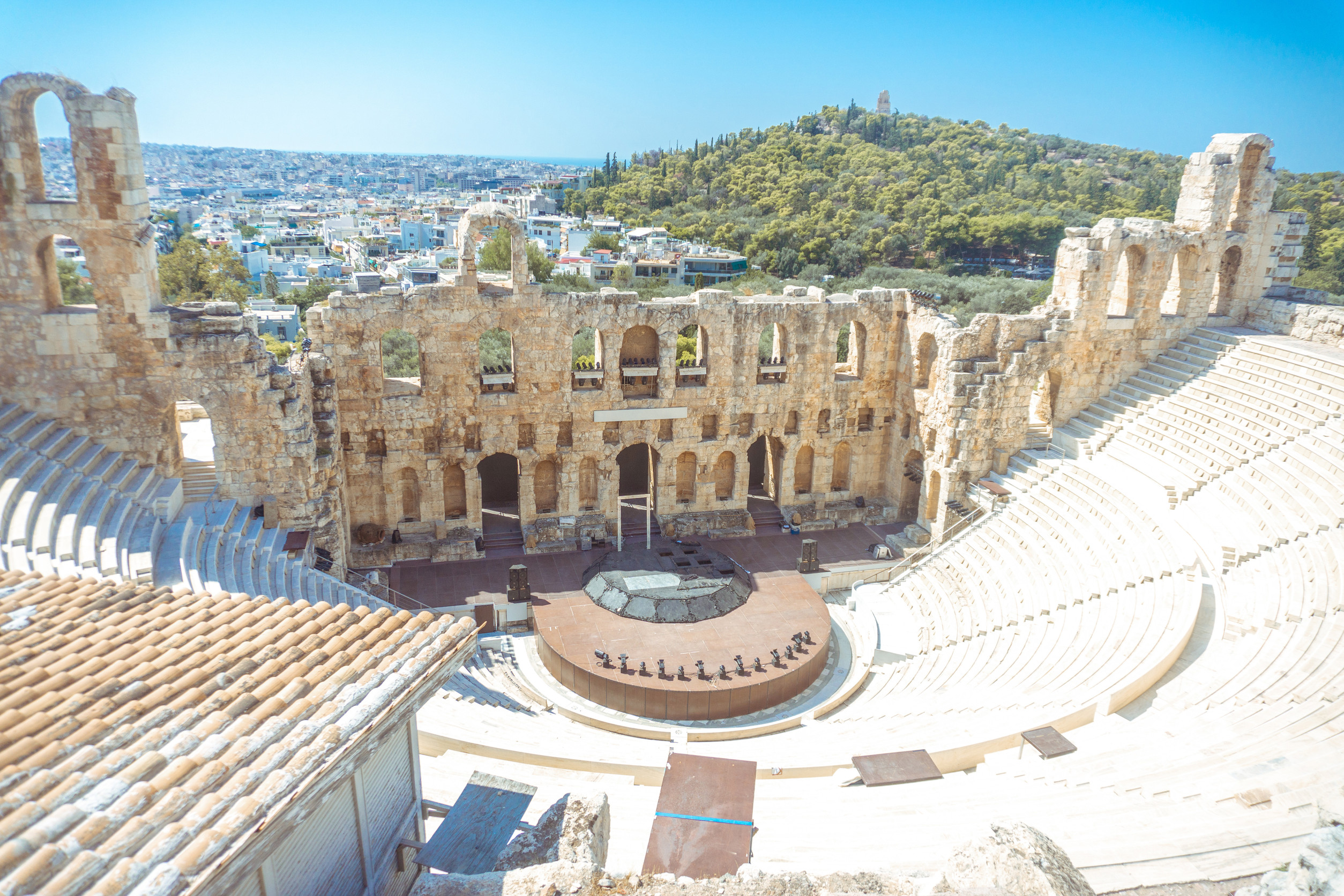 ancient greek theatre in athens top view