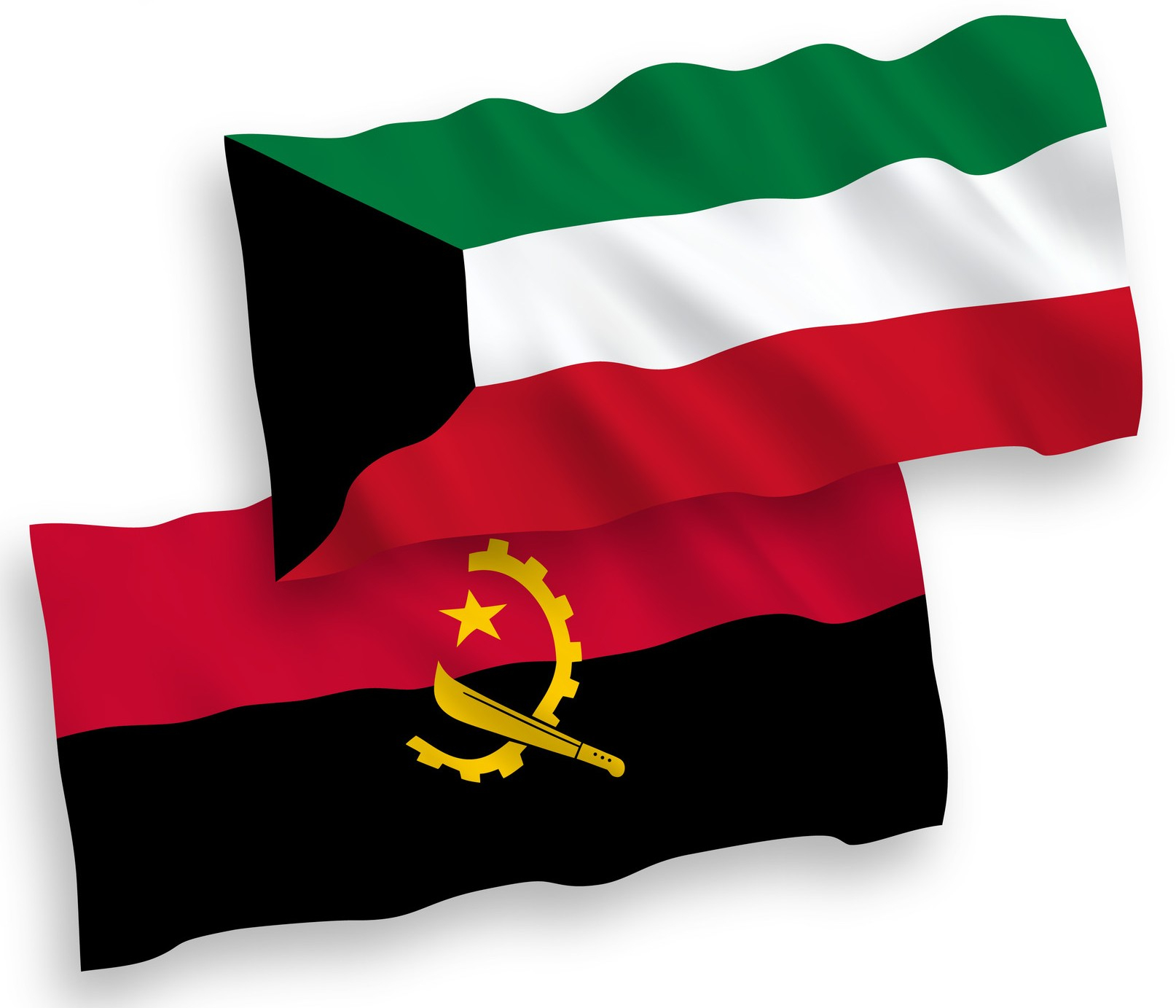 Angola And Kuwait Isolated Flag