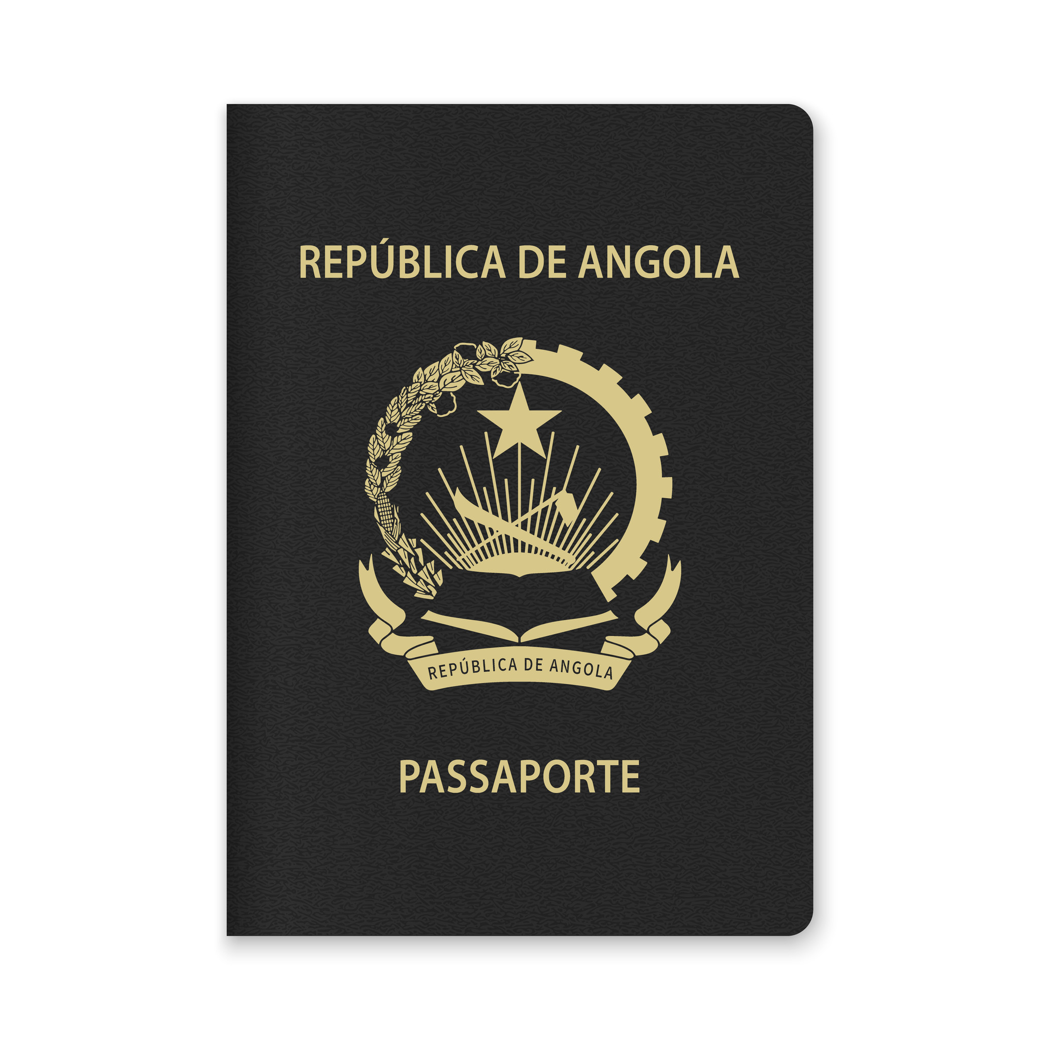 Angola Passport Cover Featuring Gold Text And Emblem