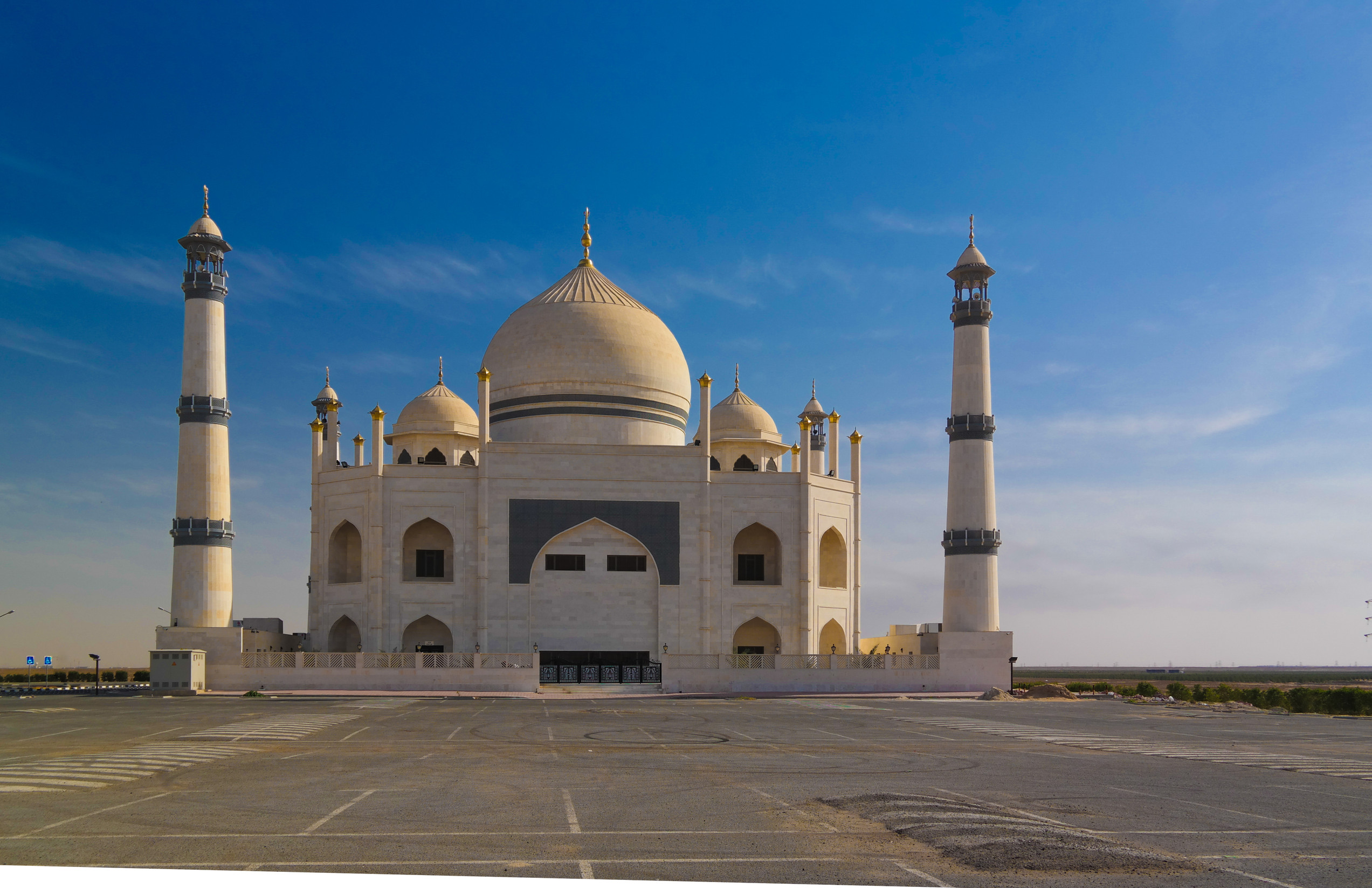 exterior view to friendly fatima zahra mosque aka copy of taj mahal in