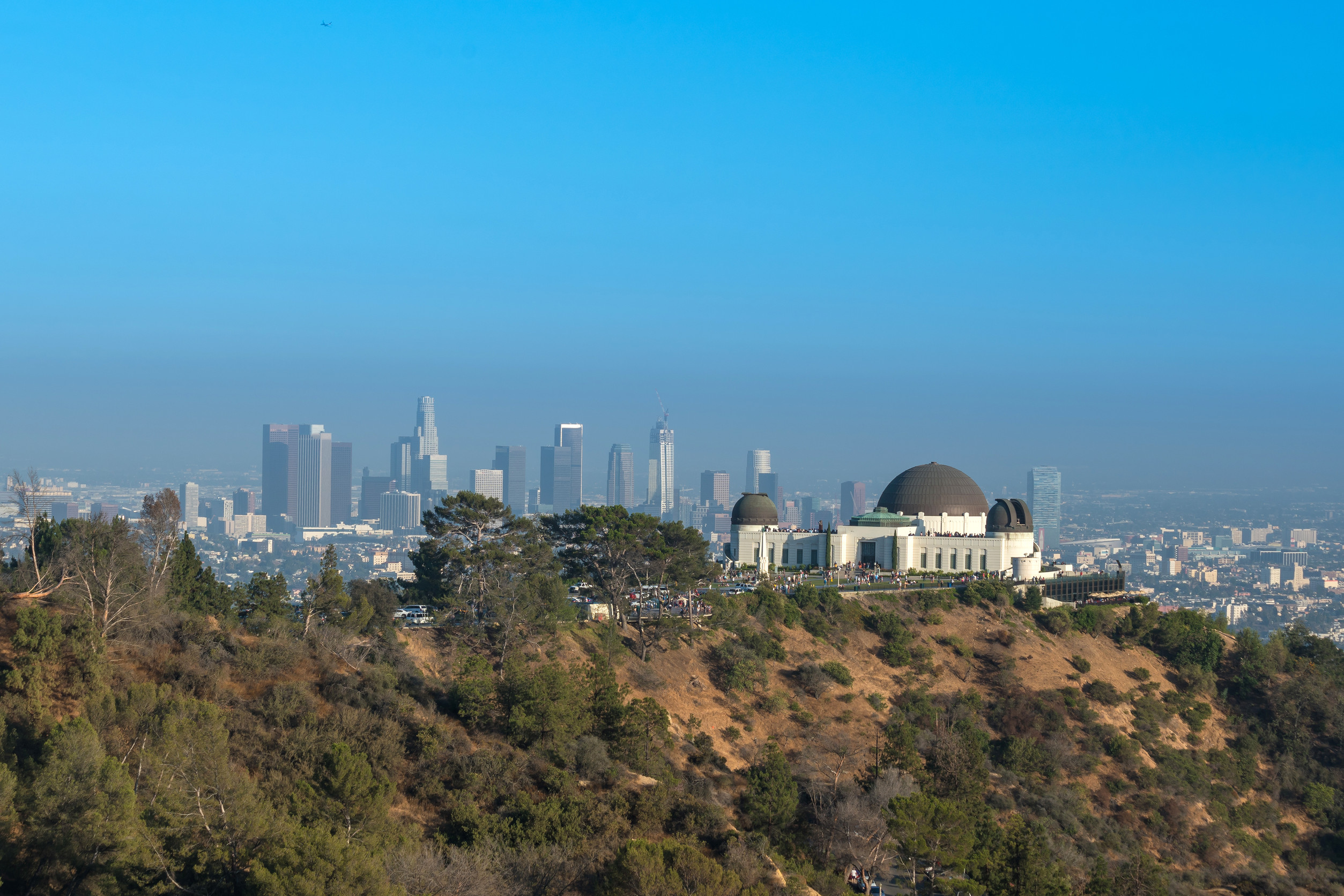 griffith observatory and downtown los angeles in ca usa