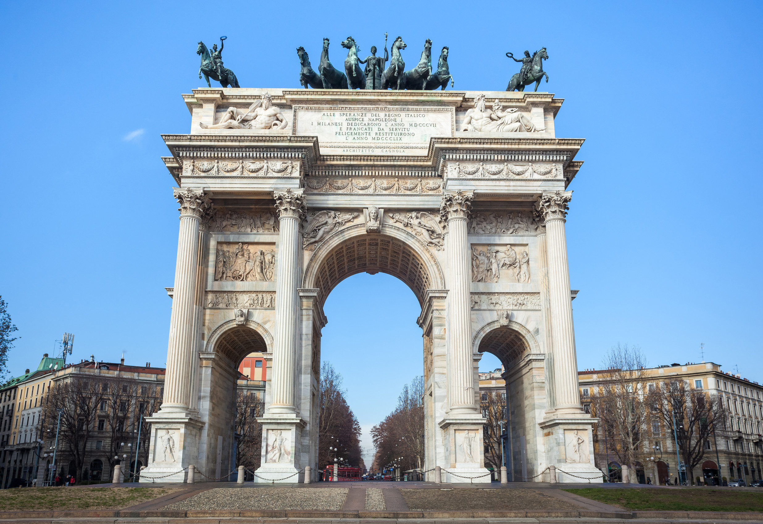 historical marble arch arco della pace sempione square milan lombardy italy