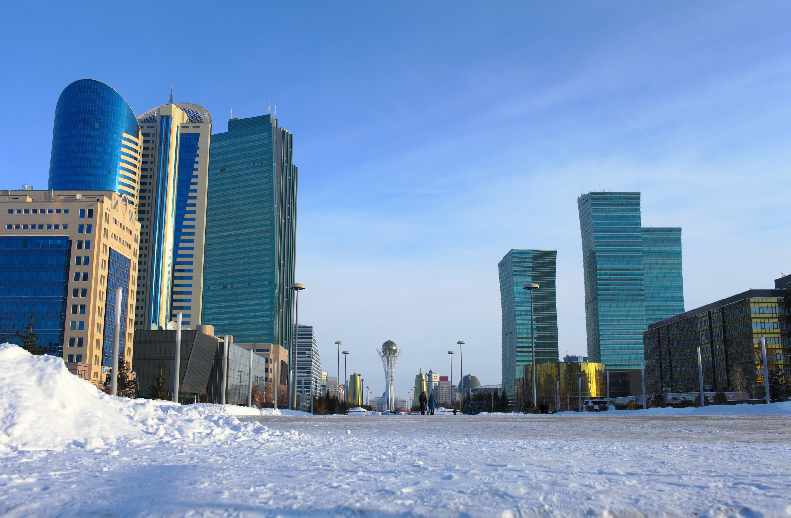in the winter astana business and cultural center of the city