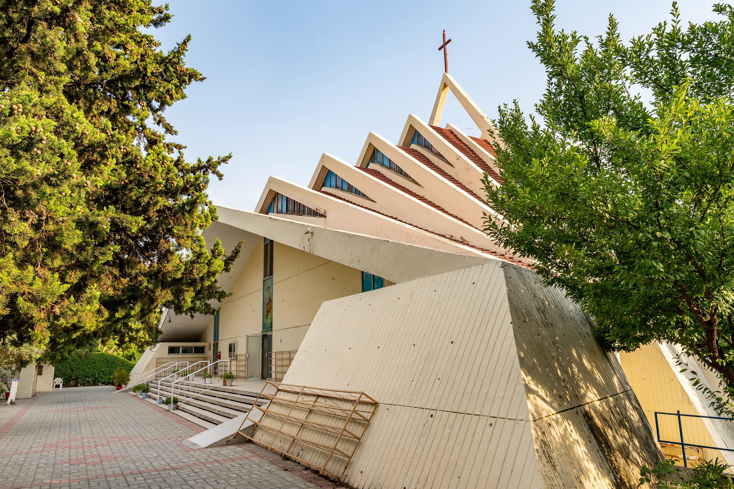 islamabad roman catholic our lady of fatima church picturesque view at sunset blue sky