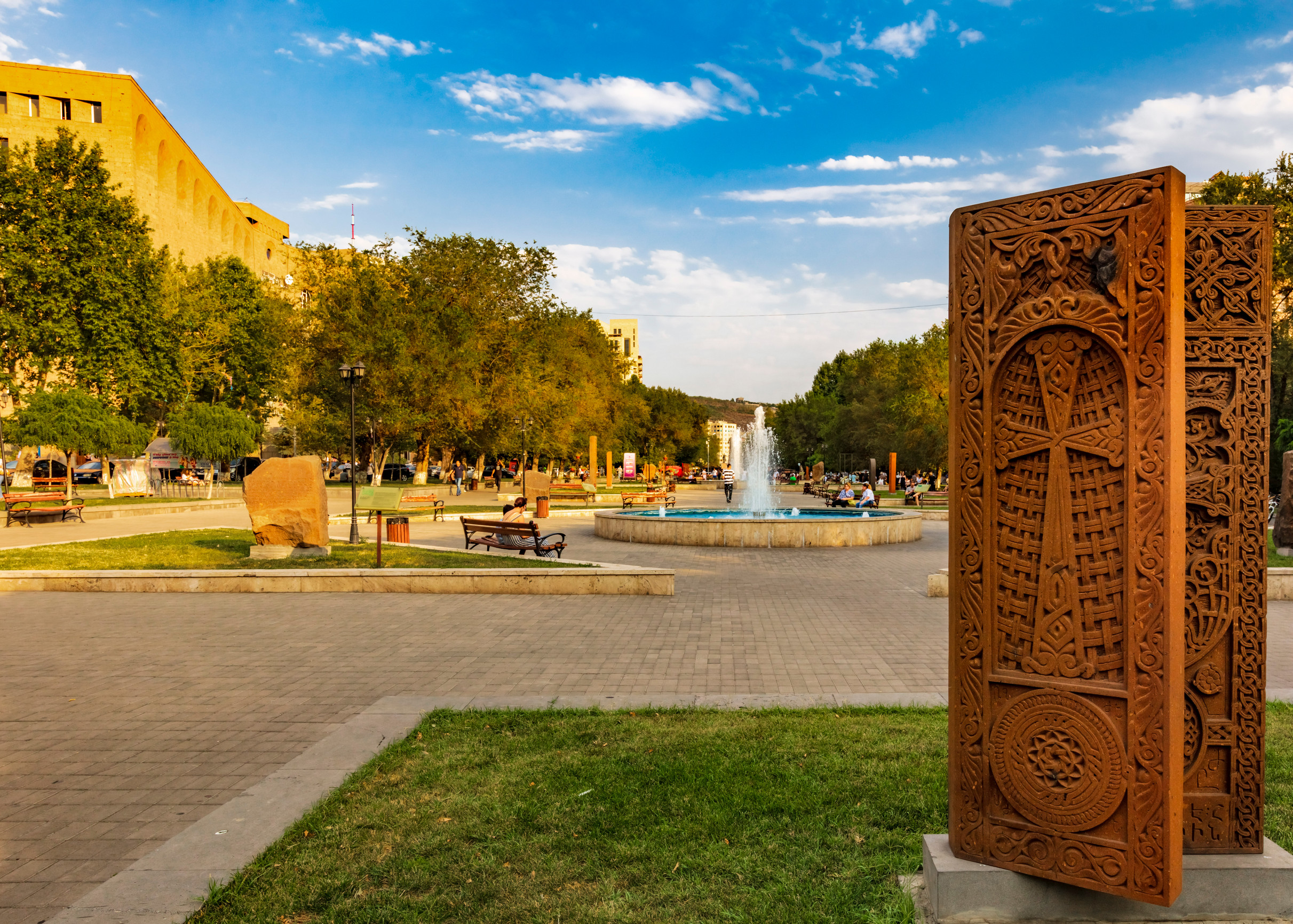 khachkar tombstone landmark of yerevan capital city of armenia