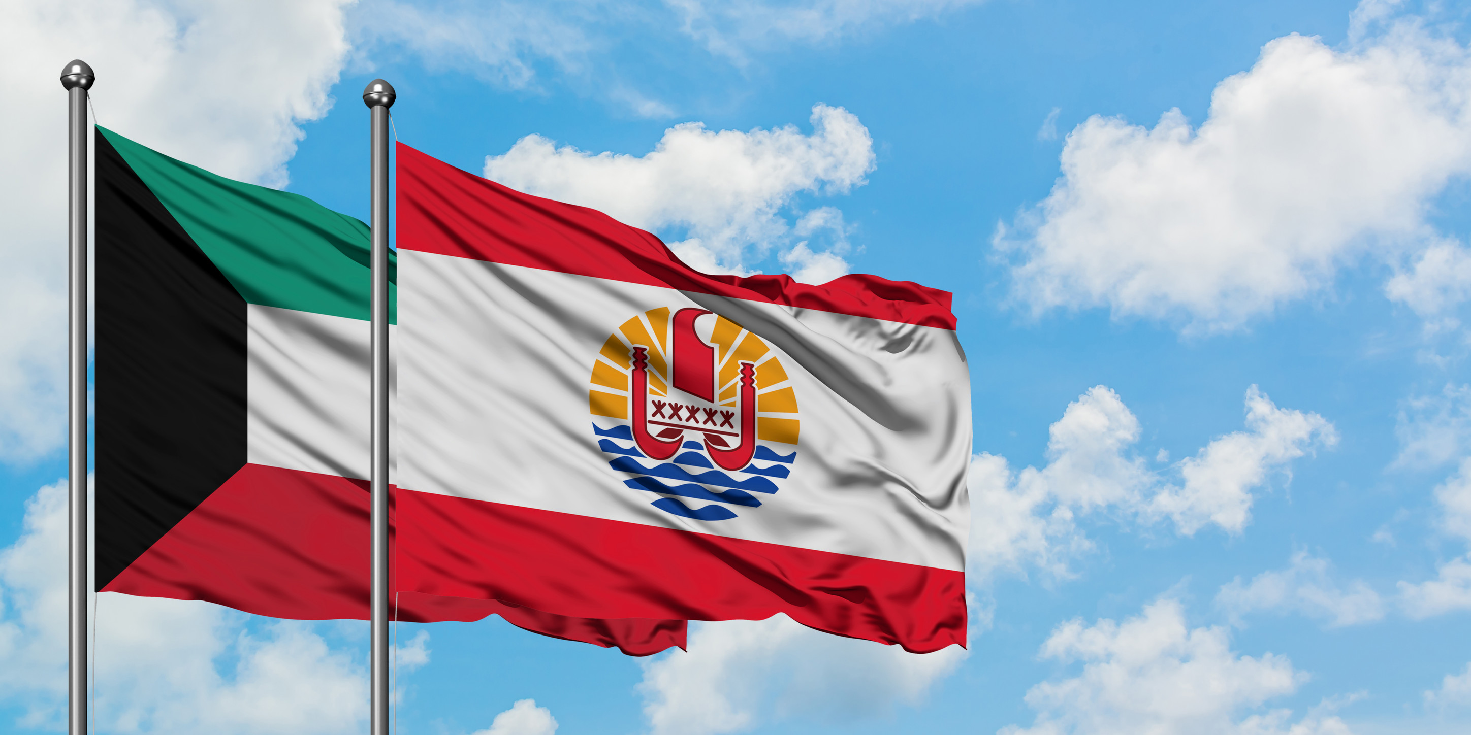 Kuwait And French Polynesia Flags