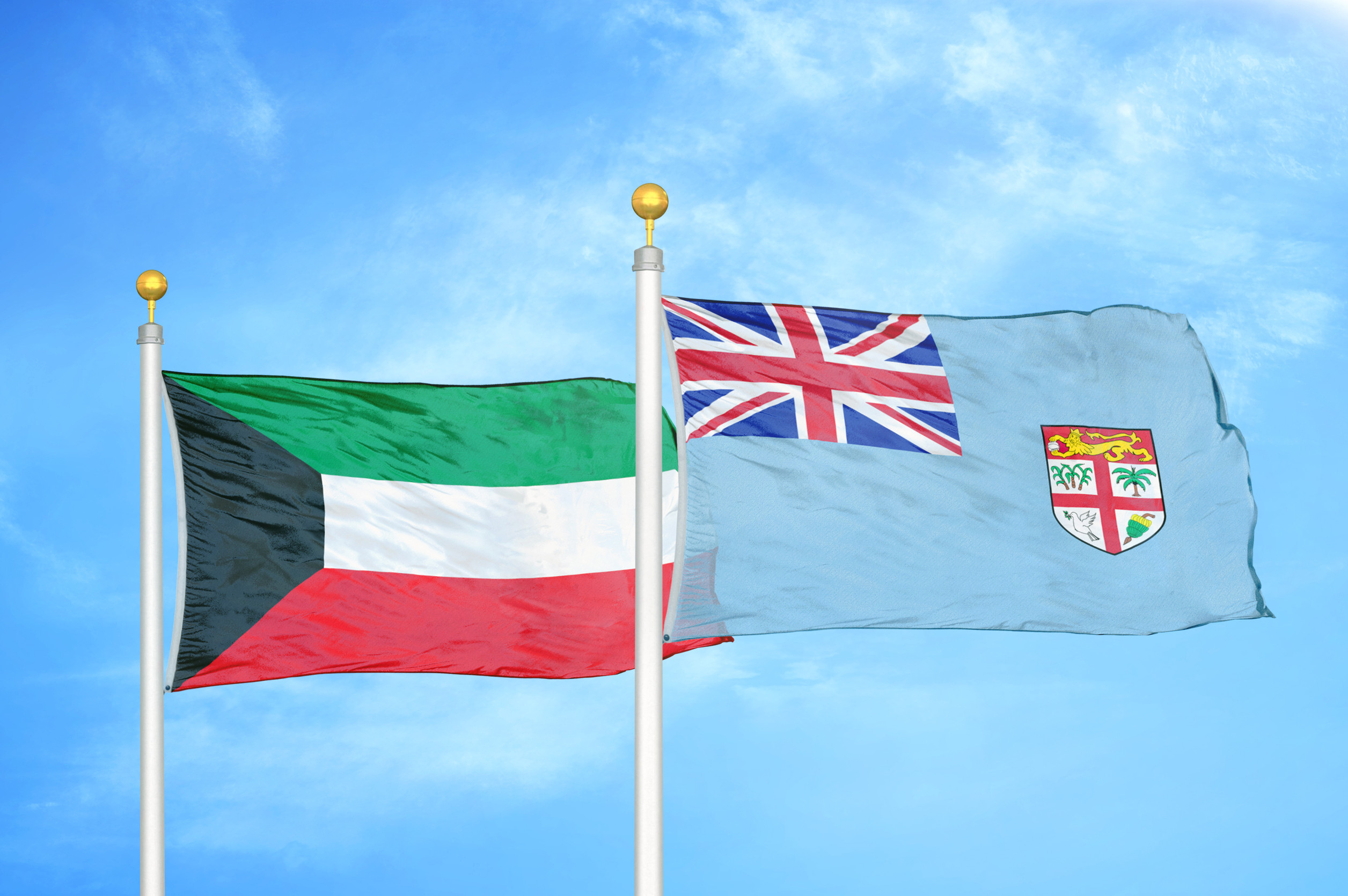 Kuwait Flag With Fiji Flag Together