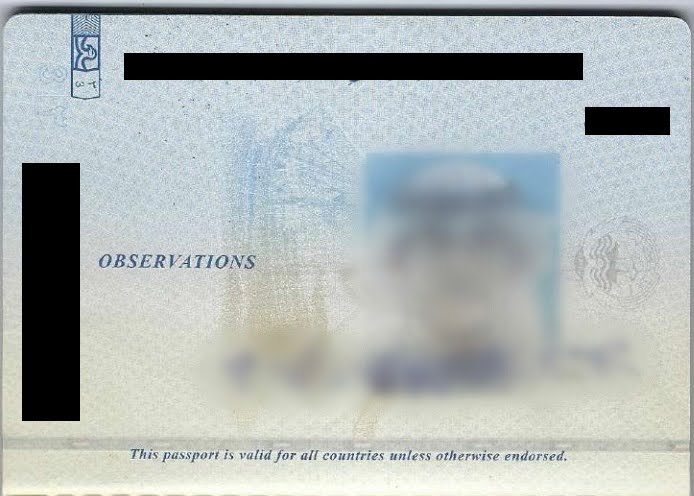 Kuwait Passport Observation Page Scan